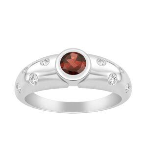 0.90 Ctw Round Garnet 925 Sterling Silver Solitaire Bezel Set Women Ring